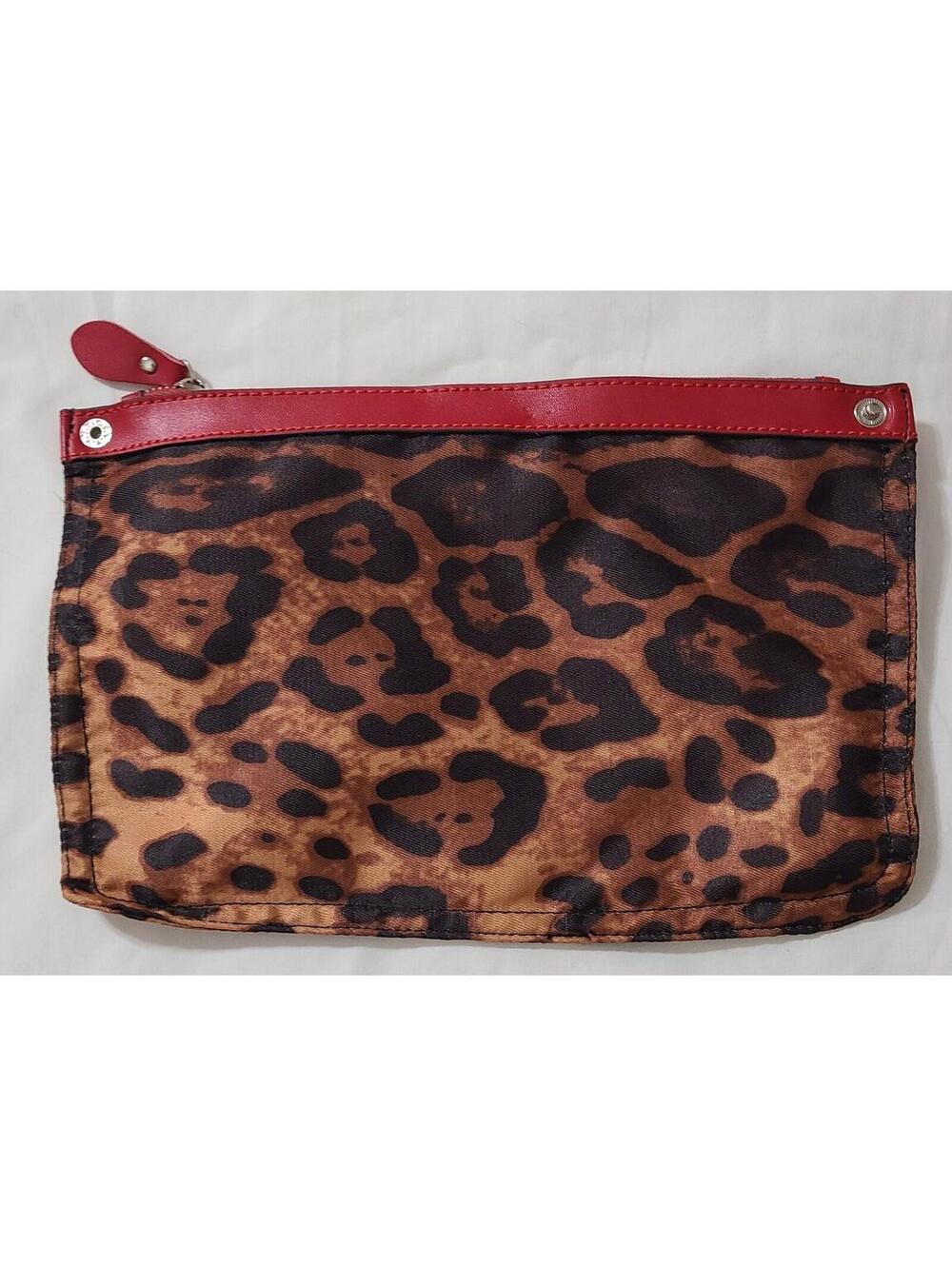 NWOT Co-Lab Leopard Print Zip Makeup Cosmetic Bag Travel Size 11.5" Clutch Pouch